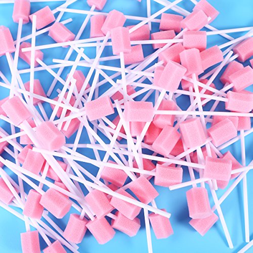 ROSENICE Esponjas de boca esponjas desechables hisopos orales para el cuidado oral (Rosa) - 100 Piezas