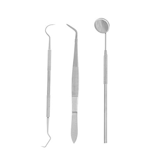 ROSENICE Paquete de 3 Herramientas de Higiene Dental Instrumentos de Acero Inoxidable para Limpieza de los Dientes