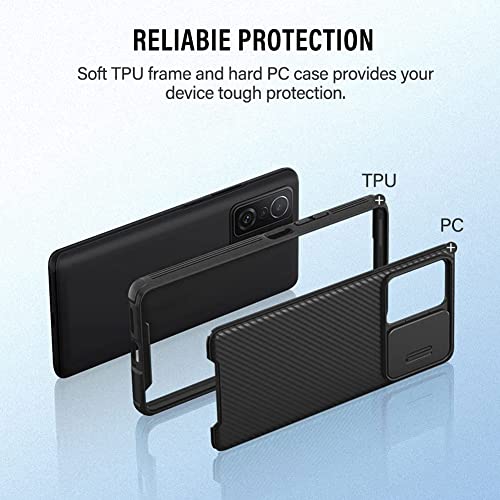 RosyHeart Funda Compatible con Xiaomi 11T 5G/ 11T Pro 5G, Tapa Deslizante para la cámara Carcasa para Xiaomi 11T Pro 5G/ 11T 5G, Protección de Cámara Cubierta Rígida PC Protectora Caso Negro