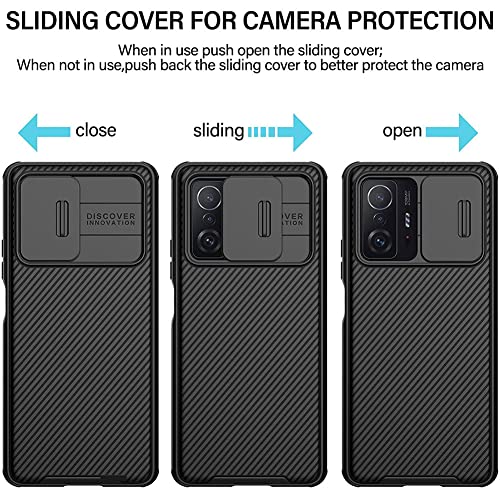 RosyHeart Funda Compatible con Xiaomi 11T 5G/ 11T Pro 5G, Tapa Deslizante para la cámara Carcasa para Xiaomi 11T Pro 5G/ 11T 5G, Protección de Cámara Cubierta Rígida PC Protectora Caso Negro