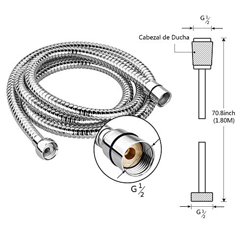 Rovtop Manguera de Ducha Manguera Flexo de Ducha Doble Enclavamiento (1.8m)