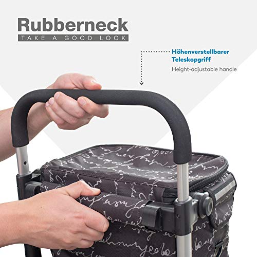 Rubberneck Carrito de la Compra Plegable con Compartimento de Refrigeración y Asa Ajustable, Negro