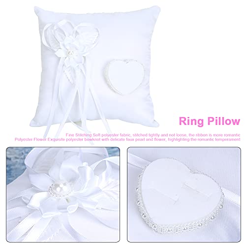 Ruining Almohada para El Portador del Anillo, Elegante Almohada Suave para El Anillo De Bodas con Perlas para El Banquete De Boda para La Decoración De La Boda