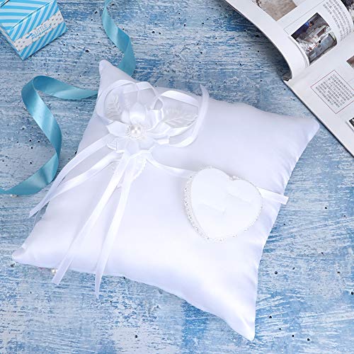 Ruining Almohada para El Portador del Anillo, Elegante Almohada Suave para El Anillo De Bodas con Perlas para El Banquete De Boda para La Decoración De La Boda