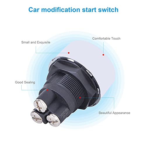 RUIZHI Interruptor de Arranque del Motor Botón de Encendido Multifuncional Pulsador de Arranque DC 12V 50A Ignition Starter para Vehículo Coche (Rojo)