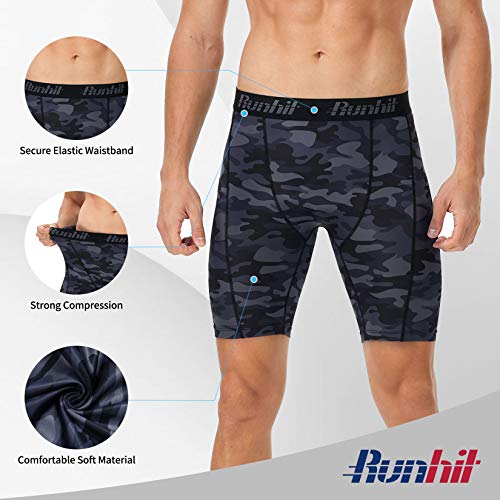 Runhit Pantalones cortos de compresión para hombre, ropa interior de elastano, pantalones cortos de entrenamiento, correr, etc - - X-Large