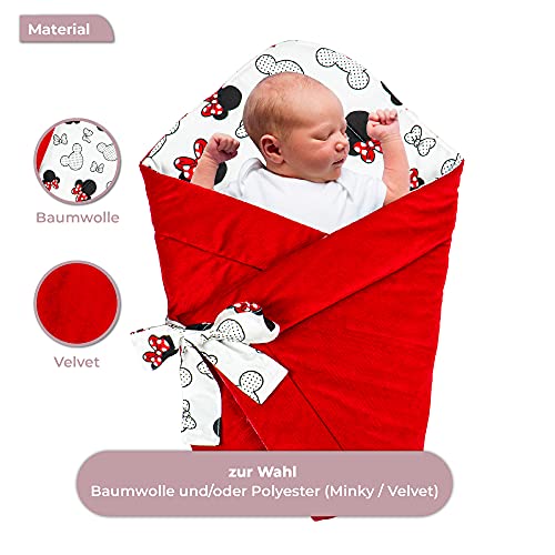 Saco de Dormir para bebé de - Manta de niño pequeño de Dormir, Todo el año, Saco Reversible para Envolver Algodón con Ratón - Terciopelo en Rojo