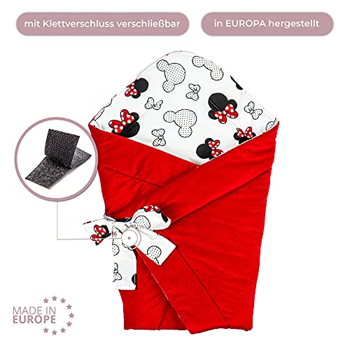 Saco de Dormir para bebé de - Manta de niño pequeño de Dormir, Todo el año, Saco Reversible para Envolver Algodón con Ratón - Terciopelo en Rojo