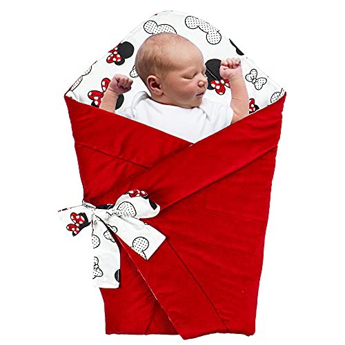 Saco de Dormir para bebé de - Manta de niño pequeño de Dormir, Todo el año, Saco Reversible para Envolver Algodón con Ratón - Terciopelo en Rojo