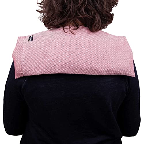 Saco térmico para calentar en microondas - Cojín con semillas de trigo - Almohada con funda lavable para termoterapia frío/calor (Rojo Grande, Lavanda)