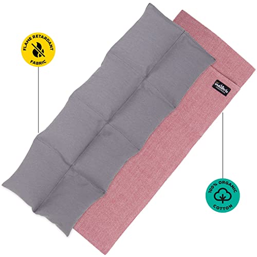 Saco térmico para calentar en microondas - Cojín con semillas de trigo - Almohada con funda lavable para termoterapia frío/calor (Rojo Grande, Lavanda)