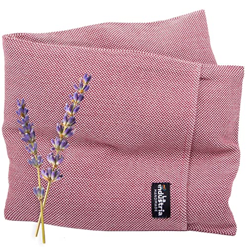 Saco térmico para calentar en microondas - Cojín con semillas de trigo - Almohada con funda lavable para termoterapia frío/calor (Rojo Grande, Lavanda)