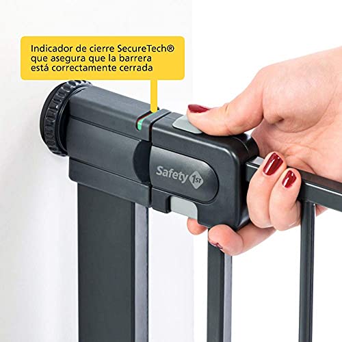 Safety 1st Easy Close Metal - Barrera de seguridad bebés, niños y perros, metálica para puertas y escaleras, puerta de seguridad de 73 hasta 80 cm, color negro