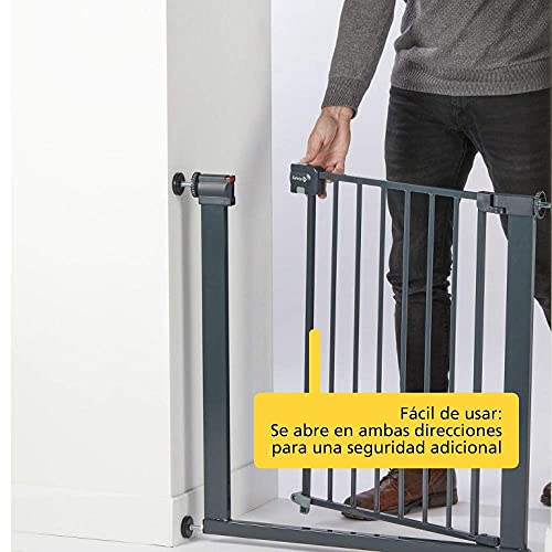 Safety 1st Easy Close Metal - Barrera de seguridad bebés, niños y perros, metálica para puertas y escaleras, puerta de seguridad de 73 hasta 80 cm, color negro