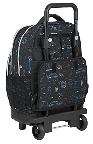 Safta Mochila Escolar con Carro Incluido y Espalda Acolchada de Batman Bat-Tech, 330x220x450 mm, Negro