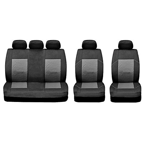 Sakura Ealing SS5291 - Fundas para Asientos y Reposacabezas Coche, Juego Completo, Tamaño Universal, Dobladillos Elásticos, Airbags Laterales Compatibles, Lavables, Colocación Sencilla, Color Negro