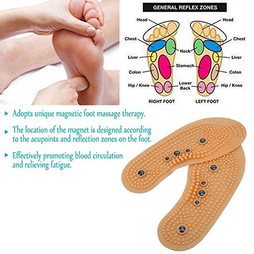 Salmue 2 pares de plantillas de magnetoterapia, se pueden cortar a medida Estimula los puntos de presión La acupresión y la reflexología aumentan la circulac