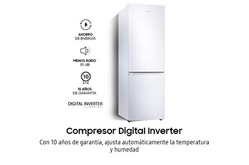 SAMSUNG - RB34T600DWW Frigorífico Combi 344L, Blanco, Tecnología SpaceMa, All-Around Cooling, No Frost y Tecnología Digital Inverter [Clase de eficiencia energética D]