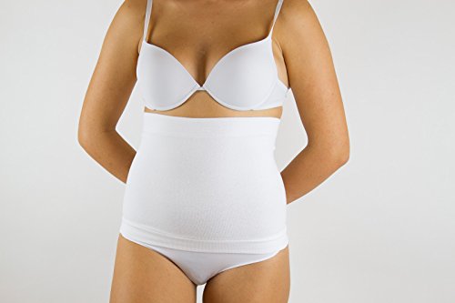 Sana 5511027 (Talla 3 Blanco) - Cinturón modelante en algodón Faja Lumbar elástica modeladora y de contención Alto 27 cm