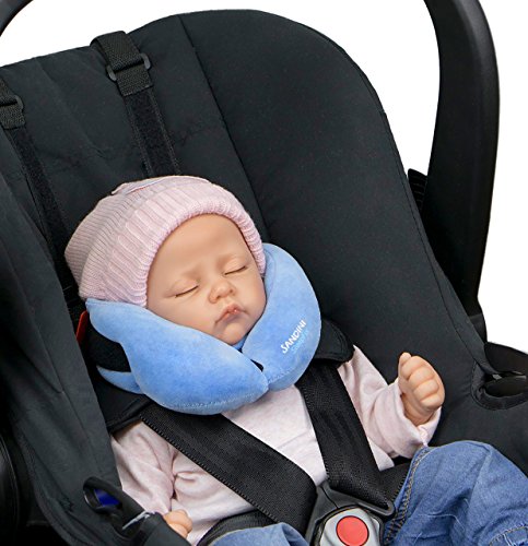 SANDINI SleepFix® Baby – cojín cervical con función - Accesorios de asiento infantil para coche/bicicleta/viaje - Reposacabezas/reductor de asiento/ evita que la cabeza de su hijo caiga mientras duerme