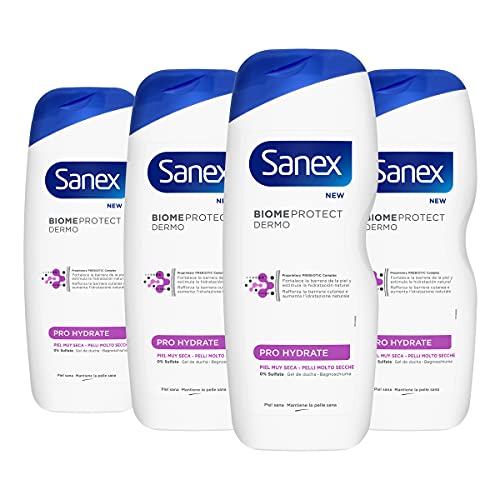 Sanex Biomeprotect Dermo Prohydrate, Gel De Ducha O Baño, Hidratante, Piel Muy Seca, Pack 4 X 600ml, 2400 Mililitro