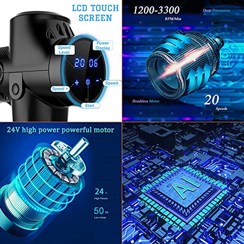 SANJINS Nueva Pistola Fascia, Masajeador Muscular Profundo, 6 Cabezales de Masaje y Pantalla LCD, Para Aliviar el Dolor Muscular