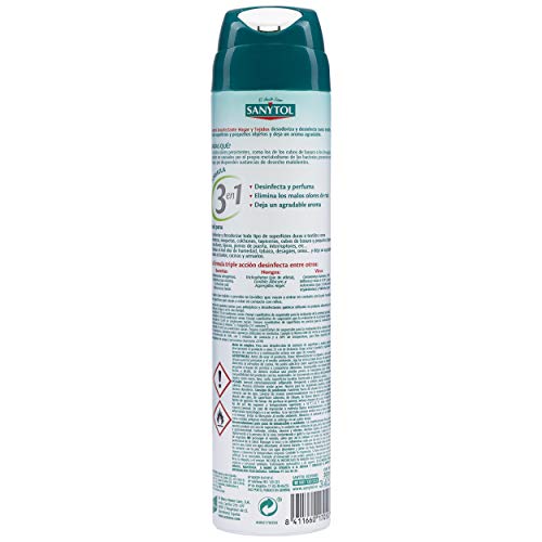 Sanytol – Desinfectante Hogar y Tejidos, Elimina Bacterias, Virus y Hongos Sin Lejía, Perfume Herbal - Pack de 6 x 300 ML = 1,8L