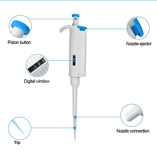 SATSAT Micropipeta De Laboratorio, Equipo De Laboratorio De Micro Pipeta Ajustable De 0,5 Ul A 10 Ml, Totalmente Esterilizable En Autoclave, Utilizado En Medicina, InvestigacióN CientíFica,20-200ul