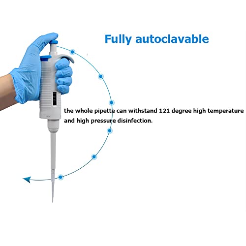 SATSAT Micropipeta De Laboratorio, Equipo De Laboratorio De Micro Pipeta Ajustable De 0,5 Ul A 10 Ml, Totalmente Esterilizable En Autoclave, Utilizado En Medicina, InvestigacióN CientíFica,20-200ul