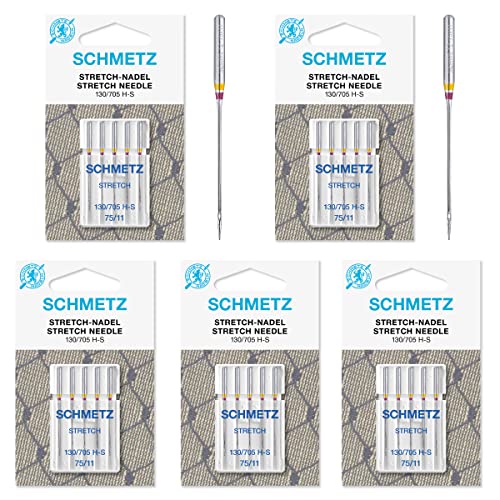 SCHMETZ 25 agujas para máquina de coser, pistón plano, 130/705 H-S Stretch (grosor 75)