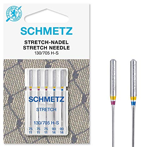 SCHMETZ 25 agujas para máquina de coser, pistón plano, 130/705 H-S Stretch (grosor 75 y 90)