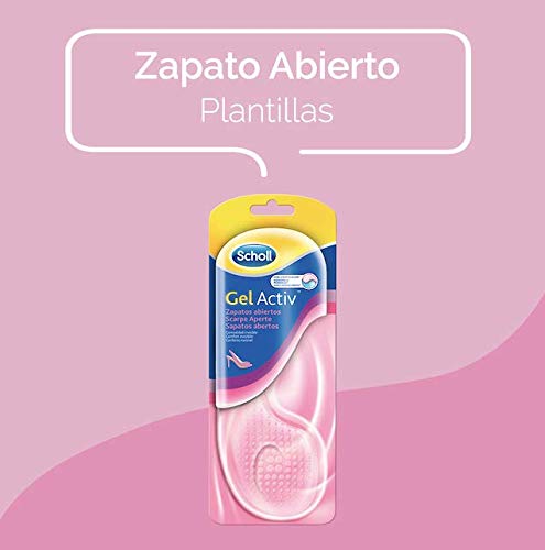 Scholl Plantillas GelActiv Óptimas para Zapatos Abiertos comodidad todo el día - 1 par (2 plantillas) Talla 35-40,5