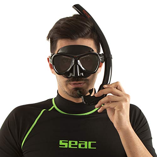 SEAC Top Flex Tubo Plegable y Flexible para la pactica del Buceo, apnea y Pesca submarina, Adultos Unisex, Negro, Estándar