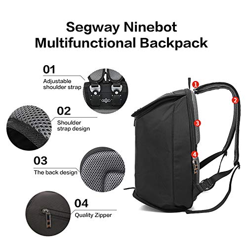 Segway Ordenador portátil, Viaje de Negocios Multifunción Mochila Resistente al Agua Anti Robo Bolsa de Hombro Negro, Grande