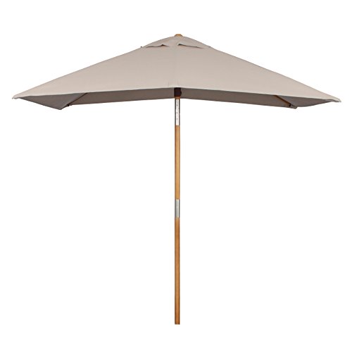 Sekey® sombrilla Parasol de Madera para terraza jardín Playa Piscina Patio 200 × 150 cm Crudo rectángulo Protector Solar UV50+