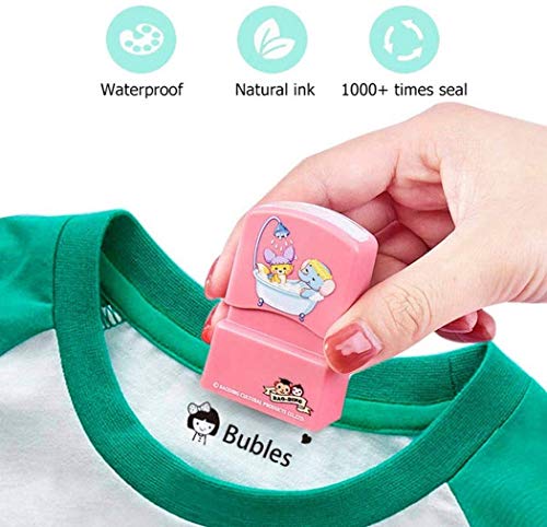 sello ropa niños personalizado,sello ropa niños, pegatina de sello que no se descolora fácilmente para evitar que el bebé se pierda, sellos adhesivos (PINK)