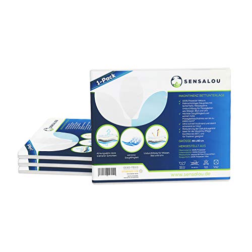 Sensalou Funda de Colchón - Sábanas Impermeables y Lavable - Cuna Transpirable, Protector de Cama con Lana Absorbente - Capa Base Impermeable para Incontinencia - 60x60 cm (4)