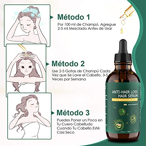 Serum Anticaida Pelo, 118ML Nueva Serum Crecimiento Cabello con Jengibre, Ginseng, Biotina, Serum Cabello para Crece Pelo Rapido, Reparar los Folículos Pilosos, Engrosar y Nutrir el Pelo