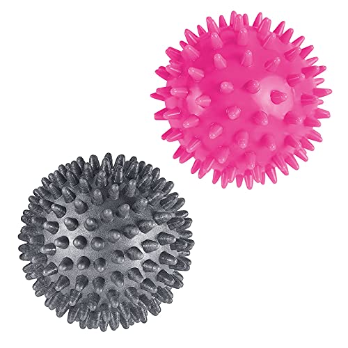 Set de 2 Bolas de Masaje-para aliviar Dolores musculares - Pelotas de Masaje con Pinchos，7cm Sport Bolas de Masaje.Bolas de Masaje Tejido Profundo Usarse en Manos, Antebrazos, Hombros, Espalda, Pies