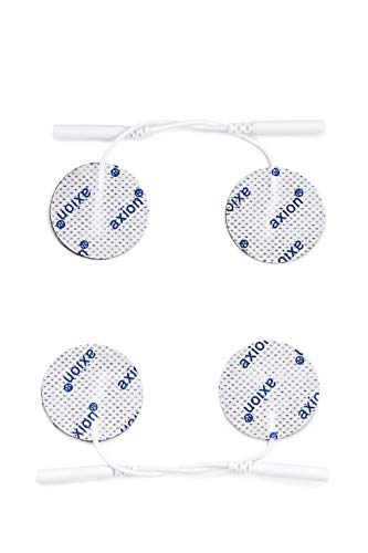 Set de 4 electrodos redondos de 32 mm diámetro axion | Para su aparato electroestimulador TENS y EMS | Parches adhesivos con una conexión clavija de 2 mm