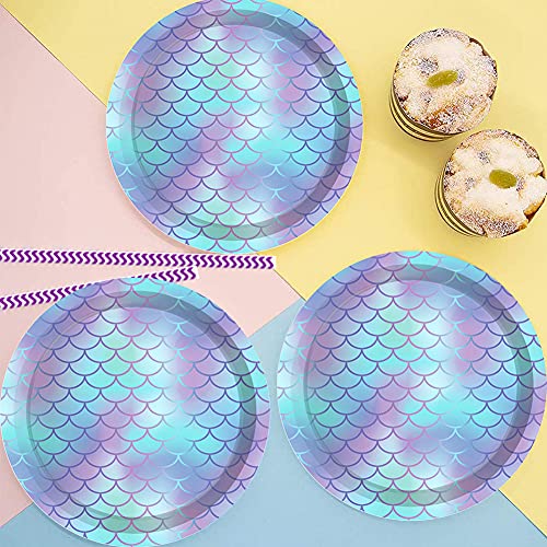 Set de Fiesta de Cumpleaños de Mermaid Simmpu 93 Piezas de Vajilla Desechable para Sirena Platos Tazas Servilleta de Papel Paja Set de Fiesta de cumpleaños para Niños para 8 Invitados