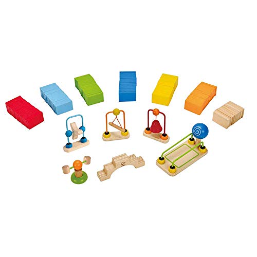 Set Dominós Dinámicos de Hape, Set de Bloques de Construcción de Carreras de Dominó Infantil Galardonado, 107 Piezas sólidas para Hacer Divertidas Carreras, Construir y Apilar