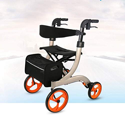 SFSGH Andador con Ruedas Drive Medical Andador con Ruedas Plegable, Andador con Andador para jóvenes con Asiento, 4 Ruedas, ayudas médicas para Caminar, Sistema de Doble Freno, Utilizado