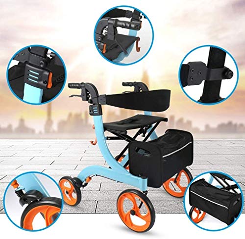 SFSGH Andador con Ruedas Drive Medical Andador con Ruedas Plegable, Andador con Andador para jóvenes con Asiento, 4 Ruedas, ayudas médicas para Caminar, Sistema de Doble Freno, Utilizado