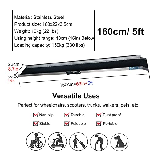 SFSGH Rampa Antideslizante para Silla de Ruedas 5 pies/4 pies/3 pies/2 pies, rampa de umbral de Acceso de Movilidad de Servicios públicos para el hogar/escalones/escaleras/Entrada/scoote