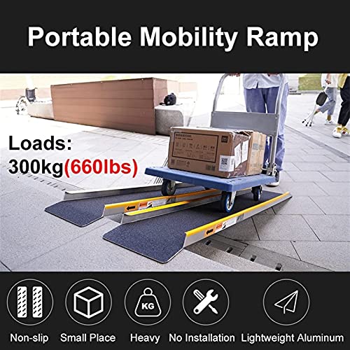 SFSGH Rampa para sillas de Ruedas de Alta Resistencia, rampa de Aluminio portátil de 3 pies/5 pies, Superficie Antideslizante, rampa de umbral de Movilidad para escaleras, escaleras, PUE