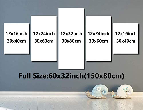 SGDJ Cuadro en Lienzo Tijera de Peine de peluquería 150x80cm - XXL Impresión Material Tejido no Tejido Artística Imagen Gráfica Decoracion de Pared - 5 Piezas - Listo para Colgar