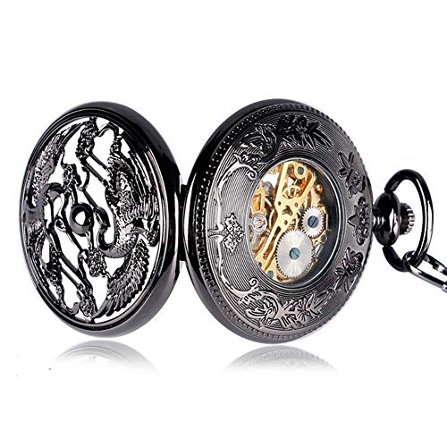 SGSG Reloj de Bolsillo Retro, Relojes de Bolsillo Steampunk de Estilo Chino para Hombres, diseño de grúas, Reloj de Bolsillo con Viento Manual, Regalo, Relojes de Bolsillo para Hombres