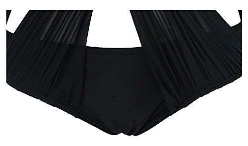 Shangrui Mujer Traje de Baño de la Serie Criss Cross Push-up Vendaje Trajes de Baño Bikini(Negro,L)