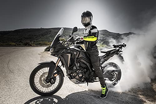 SHIMA BANDIT Chaqueta Moto Hombre - Cazadora deportiva moto hombre de cuero verano ventilado con deslizadores de hombro, CE espalda, hombros, codos protecciones, reforzado costuras dobles (Fluo, 46)